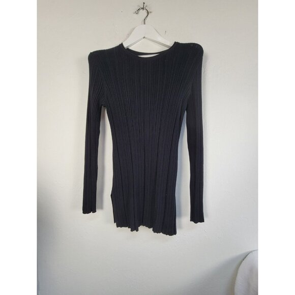 Carlisle Collection Women's Regalis Ribbed Crew Neck Top Black Size Medium NEW - Picture 1 of 10